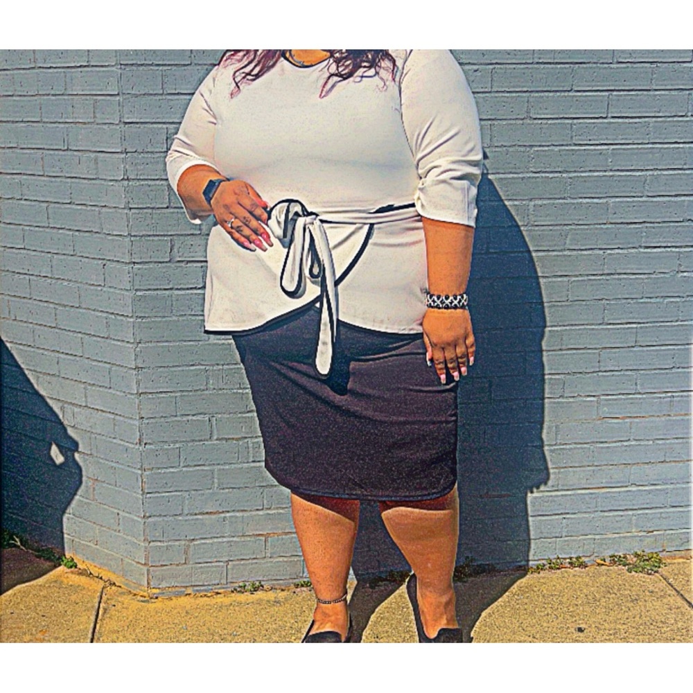 Plus-Size Cream Midi Dress with Tie Waist